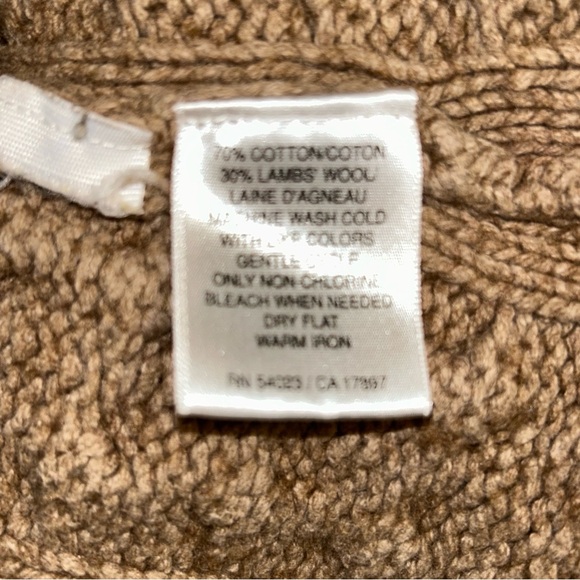 Old Navy y2k VTG lambswool V-Neck Cable Knit chunky Sweater - Tan - Picture 7 of 8